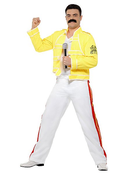 Freddie Mercury Wembley Stadium Queen Costume Jacket Pants Yellow Concert  White